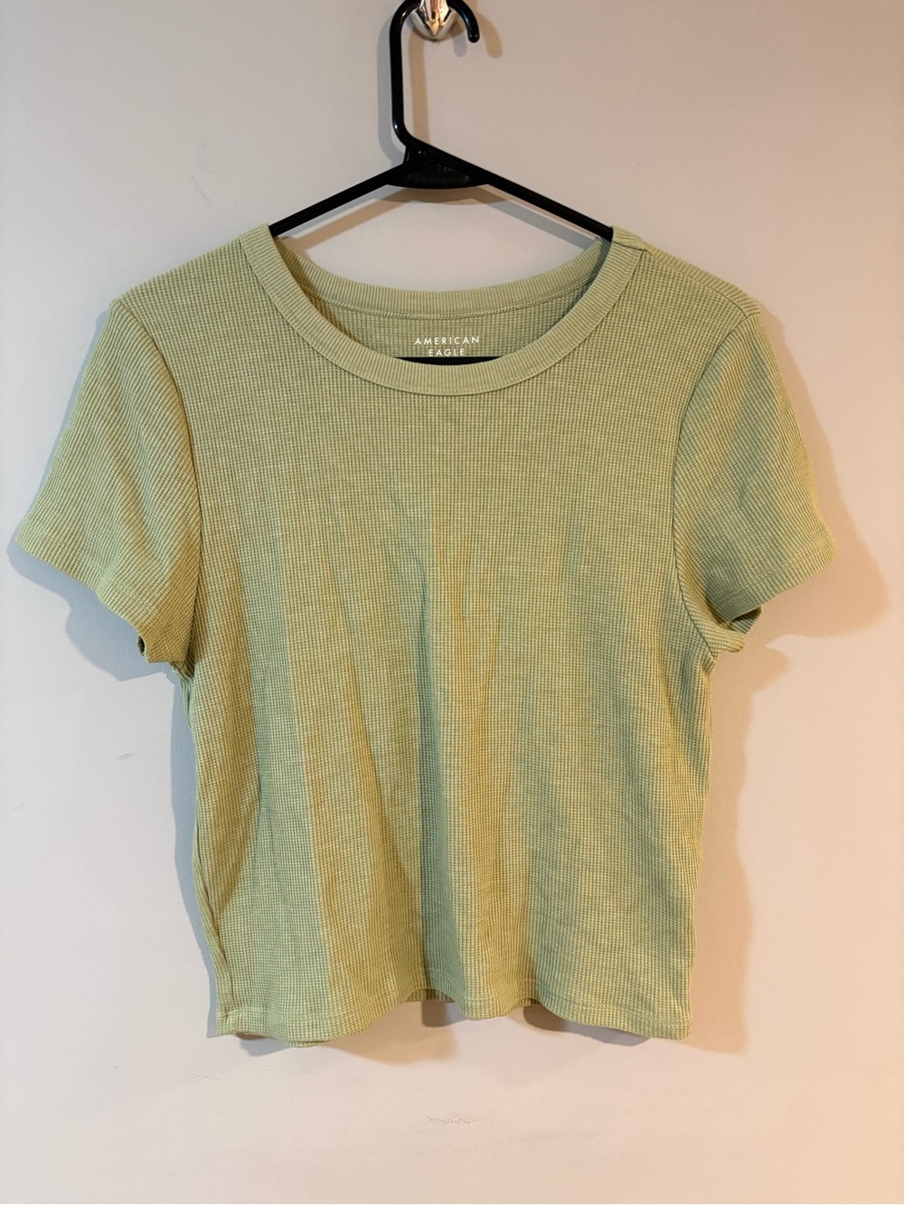 American Eagle Sage Green Waffle Knit T-Shirt Women’s XL Short Sleeve